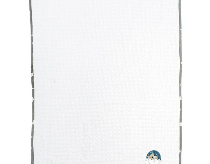Κουβέρτα Πικέ Με Κέντημα bebe Cloudy Bear 176 80X110 White-Grey 100% Cotton
