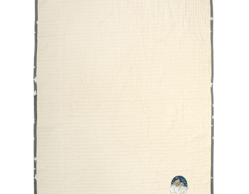 Κουβέρτα Πικέ Με Κέντημα bebe Cloudy Bear 177 80X110 Ecru-Grey 100% Cotton