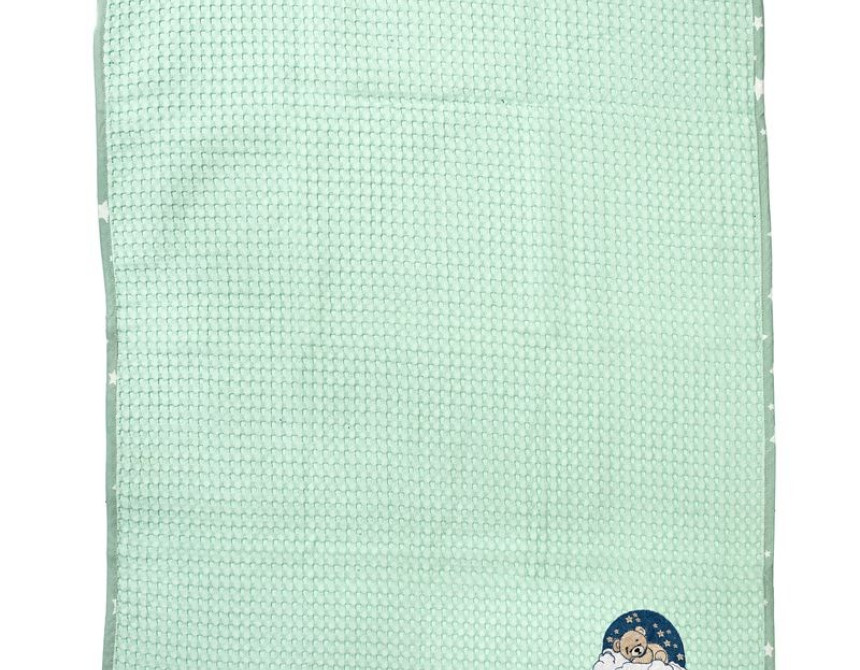 Κουβέρτα Πικέ Με Κέντημα bebe Cloudy Bear 178 100X160 Mint 100% Cotton