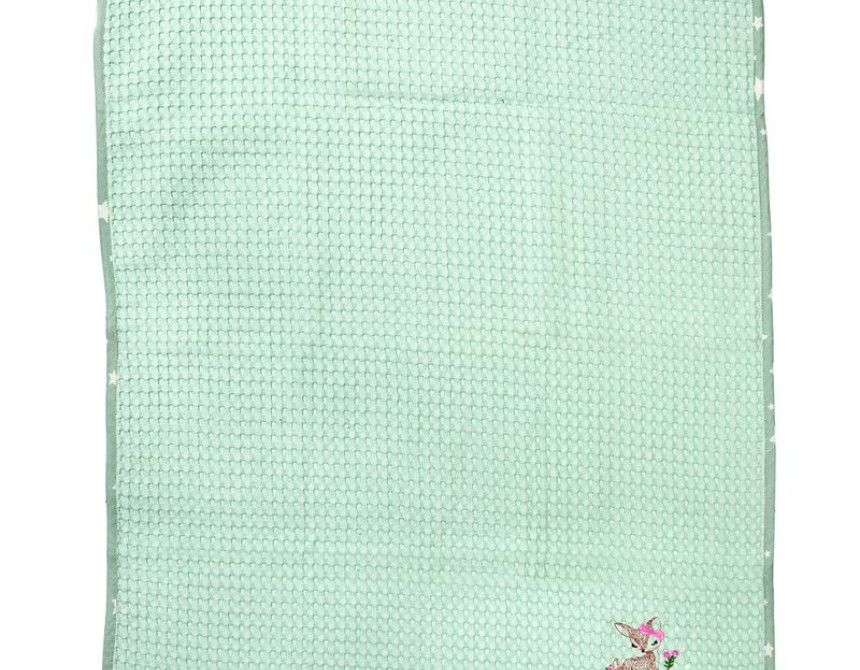 Κουβέρτα Πικέ Με Κέντημα bebe Deer 199 100X160 Mint 100% Cotton