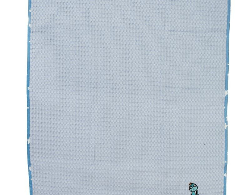 Κουβέρτα Πικέ Με Κέντημα bebe Dinosaur 179 80X110 Sky Blue 100% Cotton