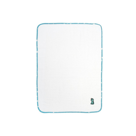 Κουβέρτα Πικέ Με Κέντημα bebe Dinosaur 180 80X110 White-Sky Blue 100% Cotton