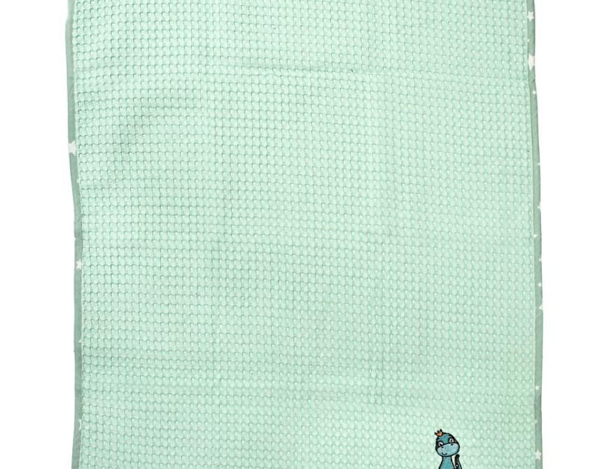 Κουβέρτα Πικέ Με Κέντημα bebe Dinosaur 182 100X160 Mint 100% Cotton