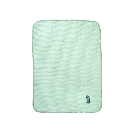 Κουβέρτα Πικέ Με Κέντημα bebe Dinosaur 182 80X110 Mint 100% Cotton