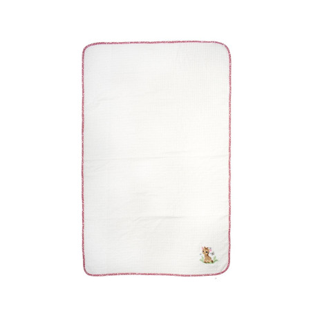 Κουβέρτα Πικέ Με Κέντημα bebe Giraffe 172 100X160 White-Pink 100% Cotton