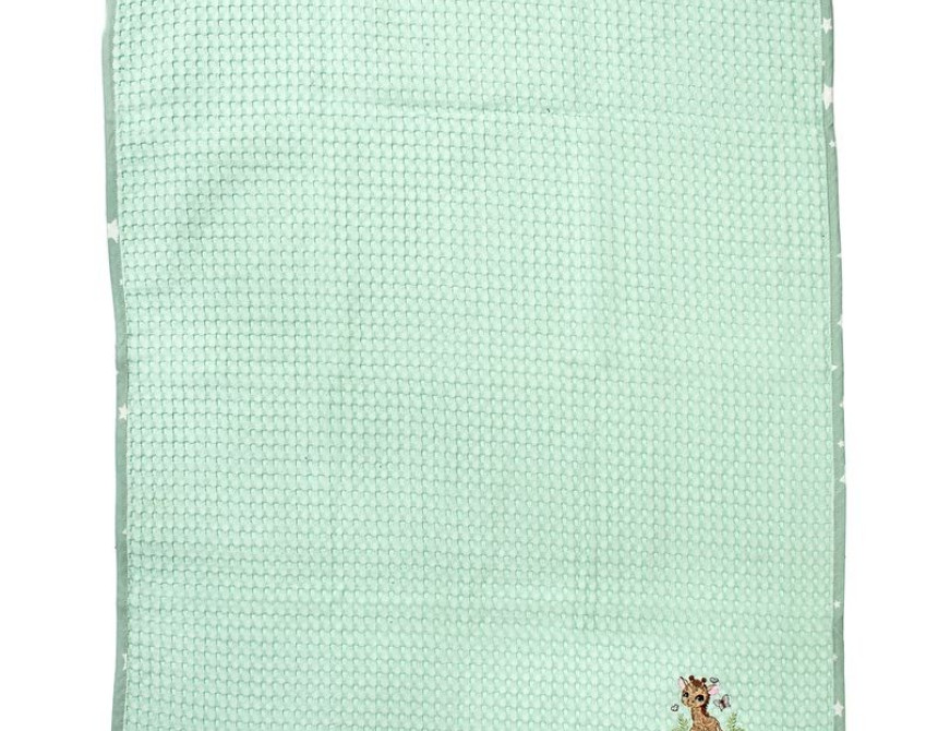 Κουβέρτα Πικέ Με Κέντημα bebe Giraffe 174 100X160 Mint 100% Cotton