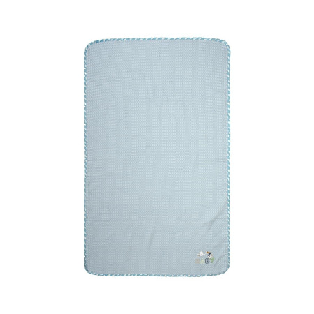 Κουβέρτα Πικέ Με Κέντημα bebe Stork 191 100X160 Sky Blue 100% Cotton