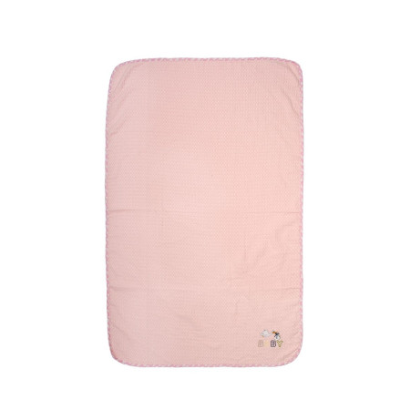 Κουβέρτα Πικέ Με Κέντημα bebe Stork 192 80X110 Pink 100% Cotton