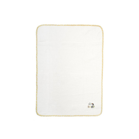 Κουβέρτα Πικέ Με Κέντημα bebe Stork 193 100X160 White-Yellow 100% Cotton