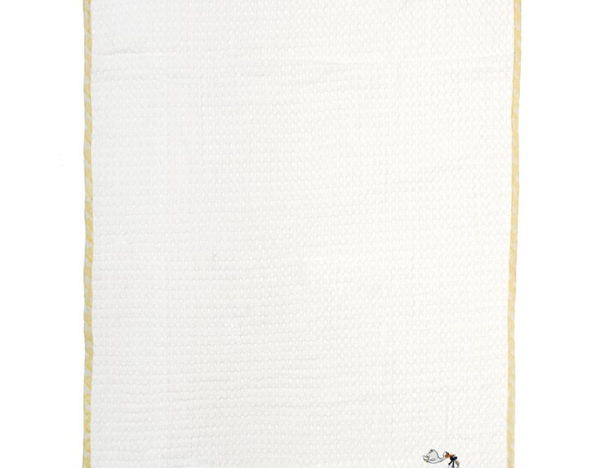 Κουβέρτα Πικέ Με Κέντημα bebe Stork 193 80X110 White-Yellow 100% Cotton