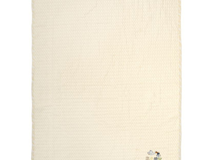 Κουβέρτα Πικέ Με Κέντημα bebe Stork 194 100X160 Ecru-Yellow 100% Cotton
