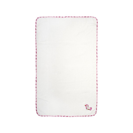 Κουβέρτα Πικέ Με Κέντημα bebe Unicorn 188 100X160 White-Pink 100% Cotton