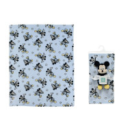 Λούτρινο Disney Home Σετ 2 Τεμ. bebe Mickey 29 Ύψος 25 cm & Κουβέρτα Coral Fleece 75X100 cm Wathet Blue 100% Polyester