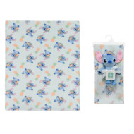 Λούτρινο Disney Home Σετ 2 Τεμ. bebe Stitch 27 Ύψος 25 cm & Κουβέρτα Coral Fleece 75X100 cm Light Green 100% Polyester