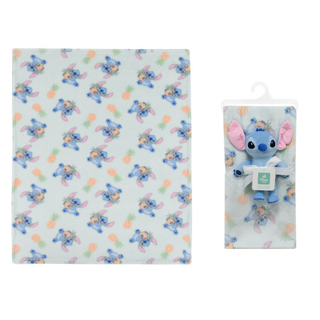 Λούτρινο Disney Home Σετ 2 Τεμ. bebe Stitch 27 Ύψος 25 cm & Κουβέρτα Coral Fleece 75X100 cm Light Green 100% Polyester