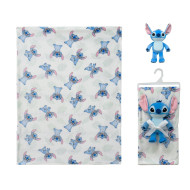Λούτρινο Disney Home Σετ 2 Τεμ. bebe Stitch 28 Ύψος 25 cm & Κουβέρτα Coral Fleece 75X100 cm White-Blue 100% Polyester