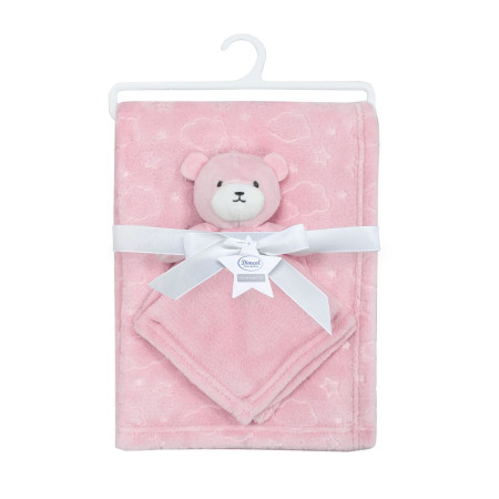 Νάνι-Πανάκι Παρηγοριάς bebe σετ 2 τεμ. Bear 08 33X33 & Κουβέρτα Coral Fleece 75X100 cm Pink 100% Polyester