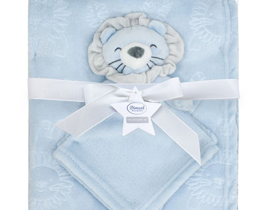 Νάνι-Πανάκι Παρηγοριάς bebe σετ 2 τεμ. Lion 09 33X33 & Κουβέρτα Coral Fleece 75X100 cm Sky Blue 100% Polyester