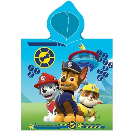 Πόντσο Θαλάσσης Quick Dry Nickelodeon Paw Patrol 203 50X100 Sky Blue 100% Microfiber