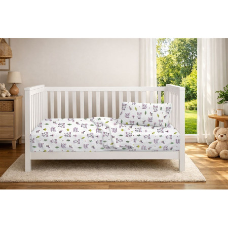 Κατωσέντονο Με Λάστιχο bebe Baby Foxes 594 0,70X1,40X0,15 White-Pastel Lilac 100% Cotton