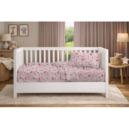 Κατωσέντονο Με Λάστιχο bebe Ballerina Bear 598 0,70X1,40X0,15 Pink 100% Cotton