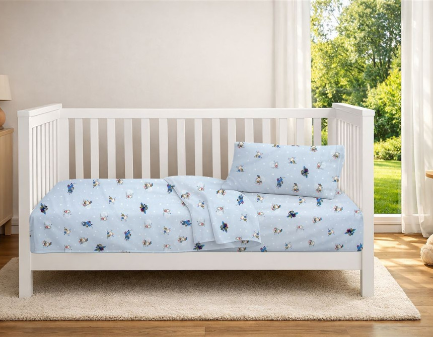 Κατωσέντονο Με Λάστιχο bebe Bear's Playtime 591 0,70X1,40X0,15 Sky Blue 100% Cotton
