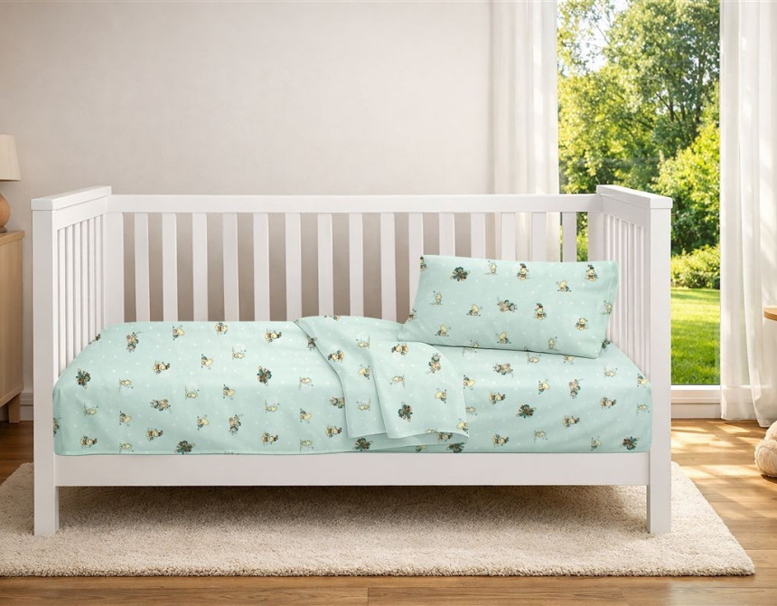 Κατωσέντονο Με Λάστιχο bebe Bear's Playtime 593 0,70X1,40X0,15 Mint 100% Cotton
