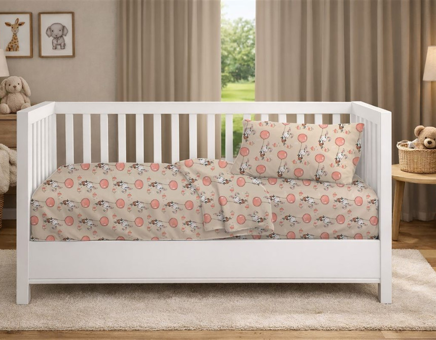 Κατωσέντονο Με Λάστιχο bebe Floating Bunny 714 0,70X1,40X0,15 Beige-Salmon 100% Cotton