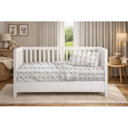 Κατωσέντονο Με Λάστιχο bebe Floating Bunny 715 0,70X1,40X0,15 Grey 100% Cotton
