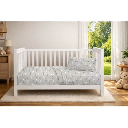 Κατωσέντονο Με Λάστιχο bebe Rabbit Garden 586 0,70X1,40X0,15 Grey 100% Cotton