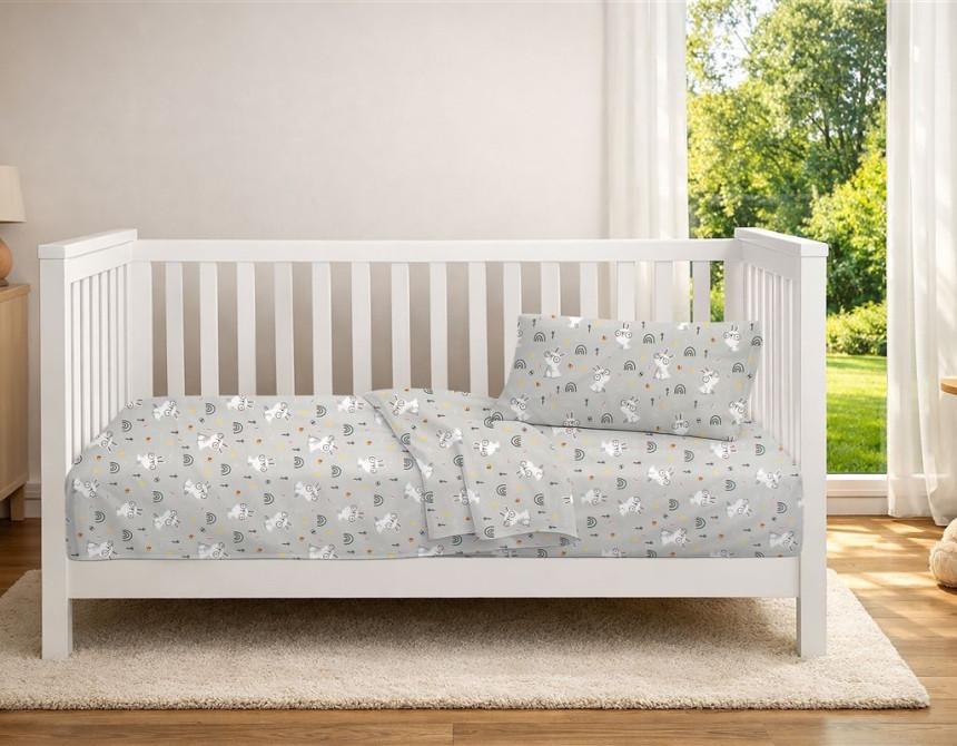 Κατωσέντονο Με Λάστιχο bebe Rabbit Garden 586 0,70X1,40X0,15 Grey 100% Cotton