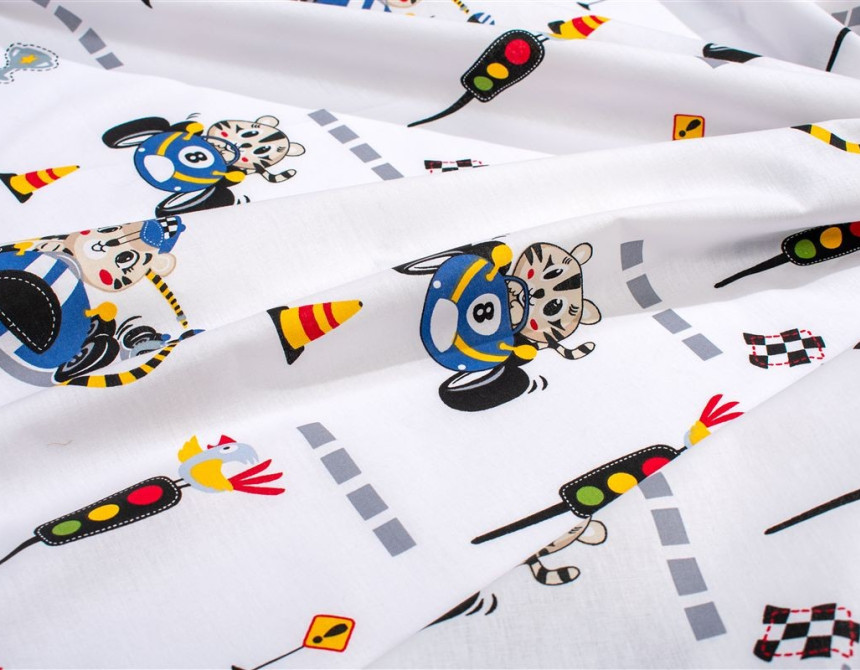 Πάνα Χασέ bebe Animal Grand Prix 589 80X80 White-Blue 100% Cotton