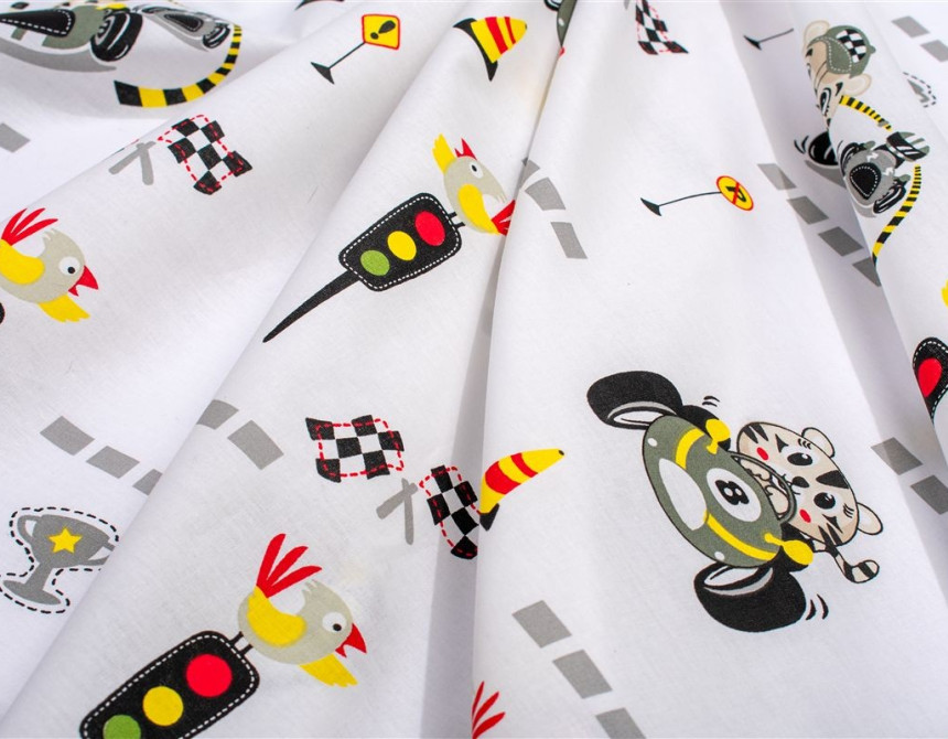 Πάνα Χασέ bebe Animal Grand Prix 590 80X80 White-Olive 100% Cotton