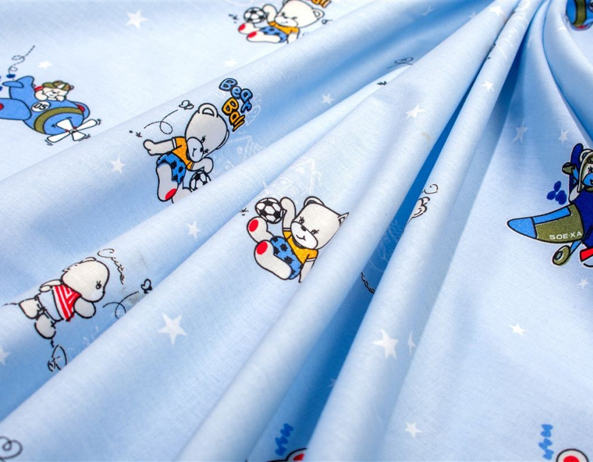 Πάνα Χασέ bebe Bear's Playtime 591 80X80 Sky Blue 100% Cotton