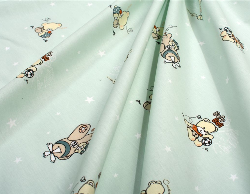 Πάνα Χασέ bebe Bear's Playtime 593 80X80 Mint 100% Cotton