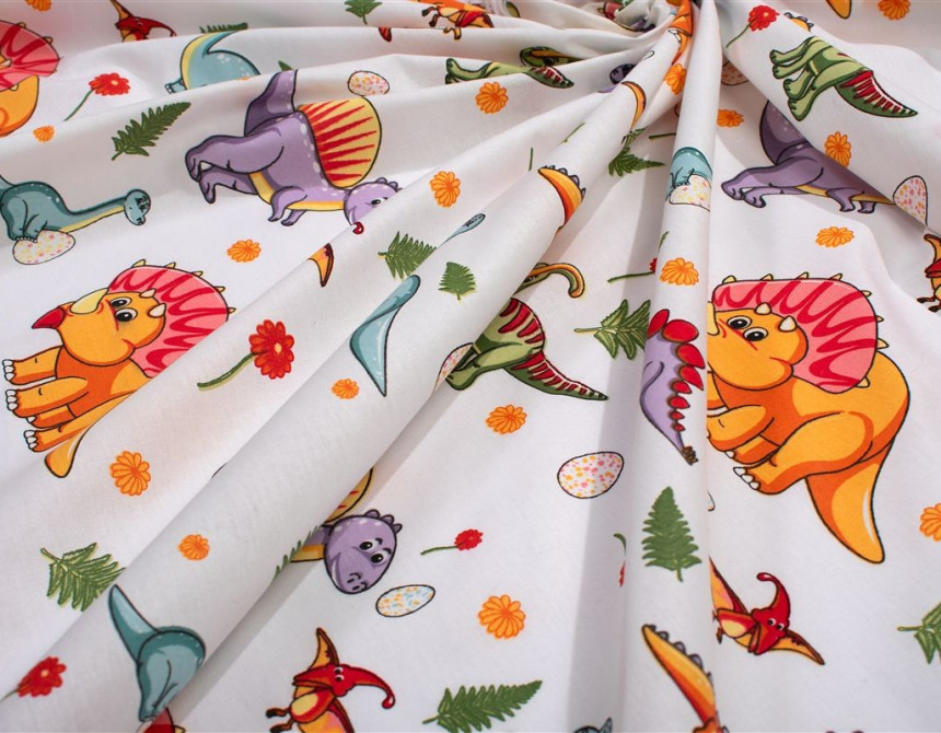 Πάνα Χασέ bebe Dinosaur 520 80x80 White-Orange 100% Cotton