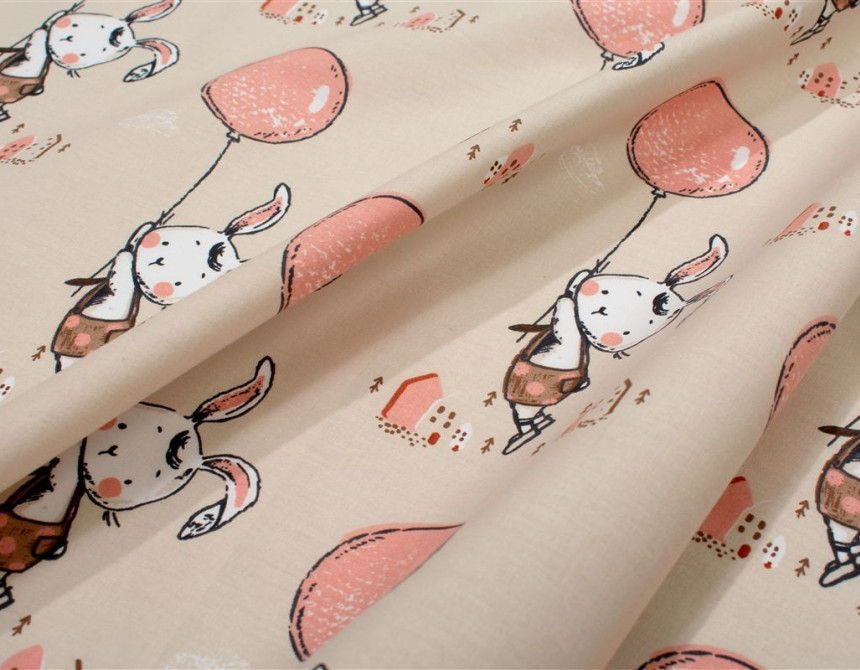 Πάνα Χασέ bebe Floating Bunny 714 80X80 Beige-Salmon 100% Cotton