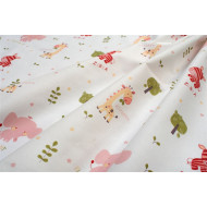 Πάνα Χασέ bebe Happy Safari 712 80X80 White-Pink 100% Cotton