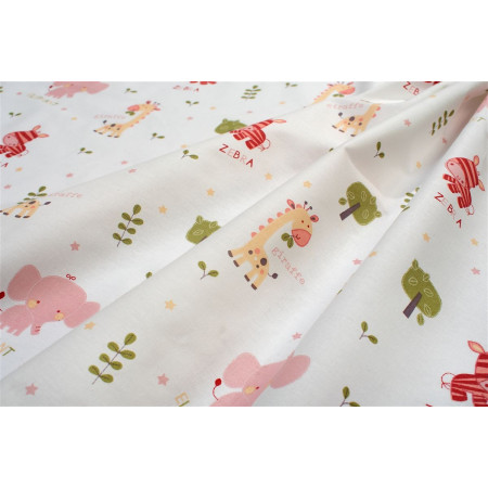 Πάνα Χασέ bebe Happy Safari 712 80X80 White-Pink 100% Cotton
