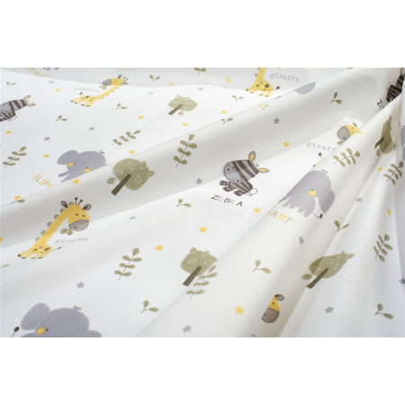 Πάνα Χασέ bebe Happy Safari 713 80X80 White-Grey 100% Cotton