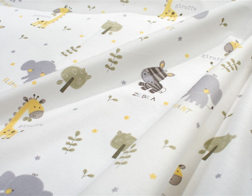 Πάνα Χασέ bebe Happy Safari 713 80X80 White-Grey 100% Cotton