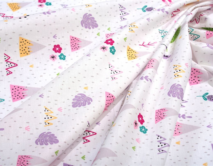 Πάνα Χασέ bebe Whimsical Mountainside 587 80X80 White-Pastel Lilac 100% Cotton
