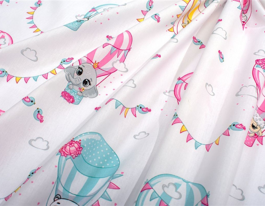 Πάνα Χασέ bebe The Floating Zoo 597 80X80 White-Pink 100% Cotton