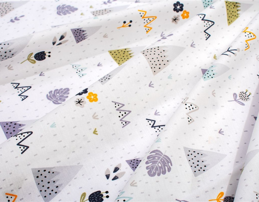 Πάνα Χασέ bebe Whimsical Mountainside 588 80X80 White-Grey 100% Cotton
