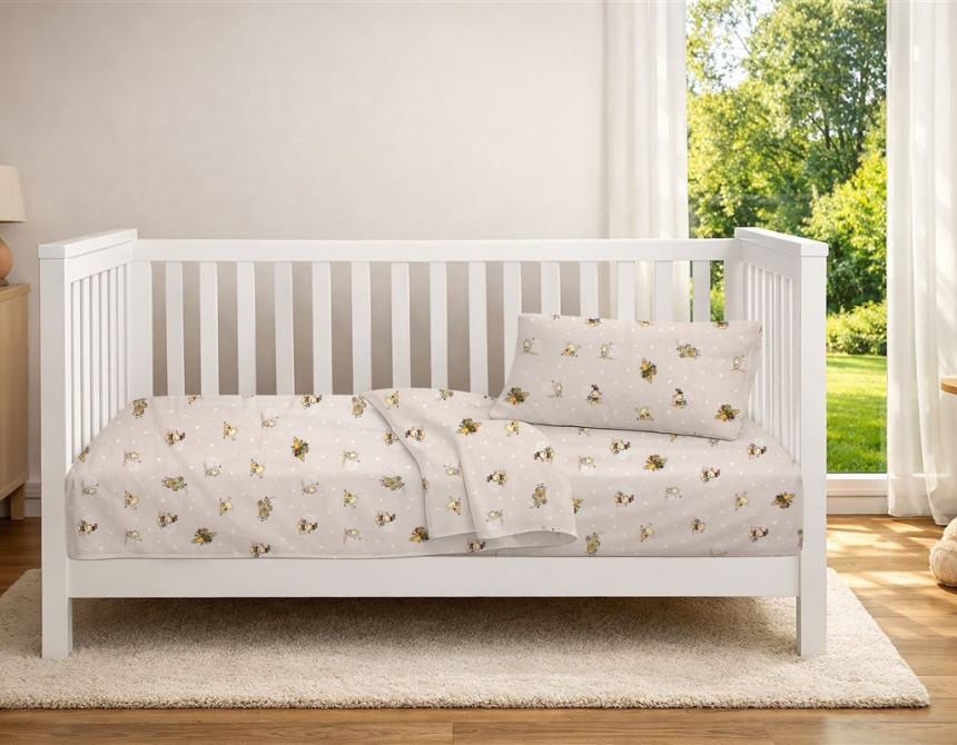 Παπλωματοθήκη Εμπριμέ bebe Bear's Playtime 592 120X160 Beige 100% Cotton