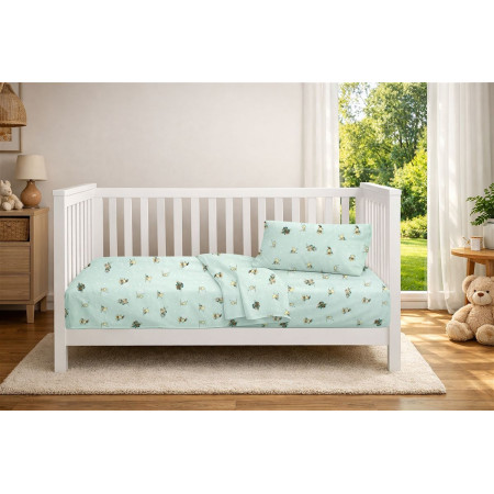 Παπλωματοθήκη Εμπριμέ bebe Bear's Playtime 593 120X160 Mint 100% Cotton