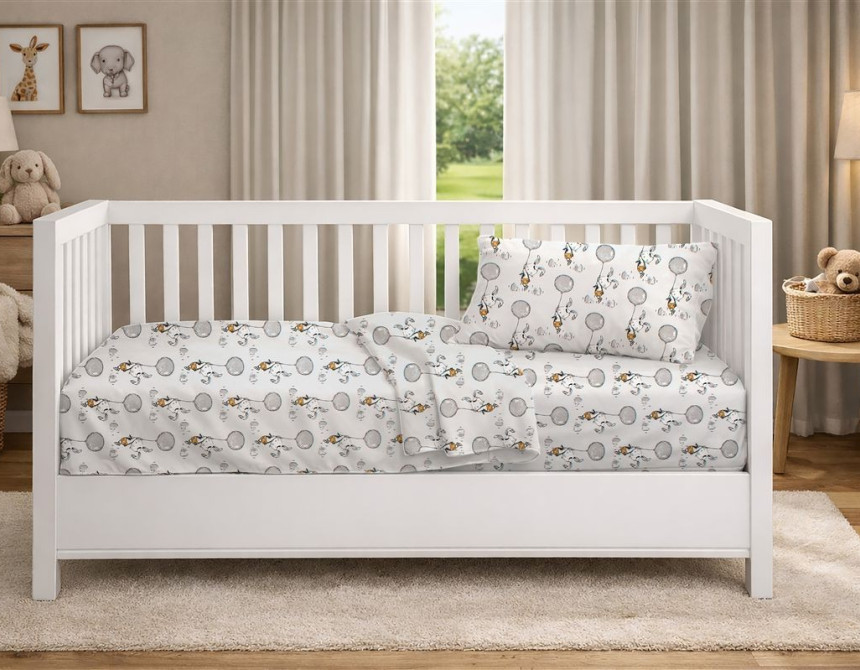Παπλωματοθήκη Εμπριμέ bebe Floating Bunny 715 120X160 Grey 100% Cotton