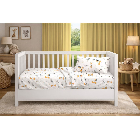 Παπλωματοθήκη Εμπριμέ bebe Giraffe 599 120X160 White-Orange 100% Cotton