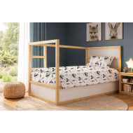 Παπλωματοθήκη Εμπριμέ kids Animal Grand Prix 589 160X240 White-Blue 100% Cotton