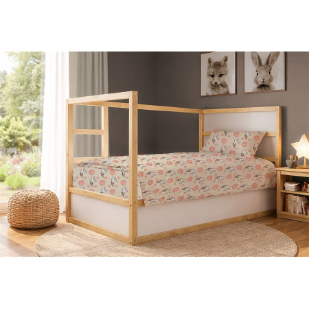 Παπλωματοθήκη Εμπριμέ kids Floating Bunny 714 160X240 Beige-Salmon 100% Cotton